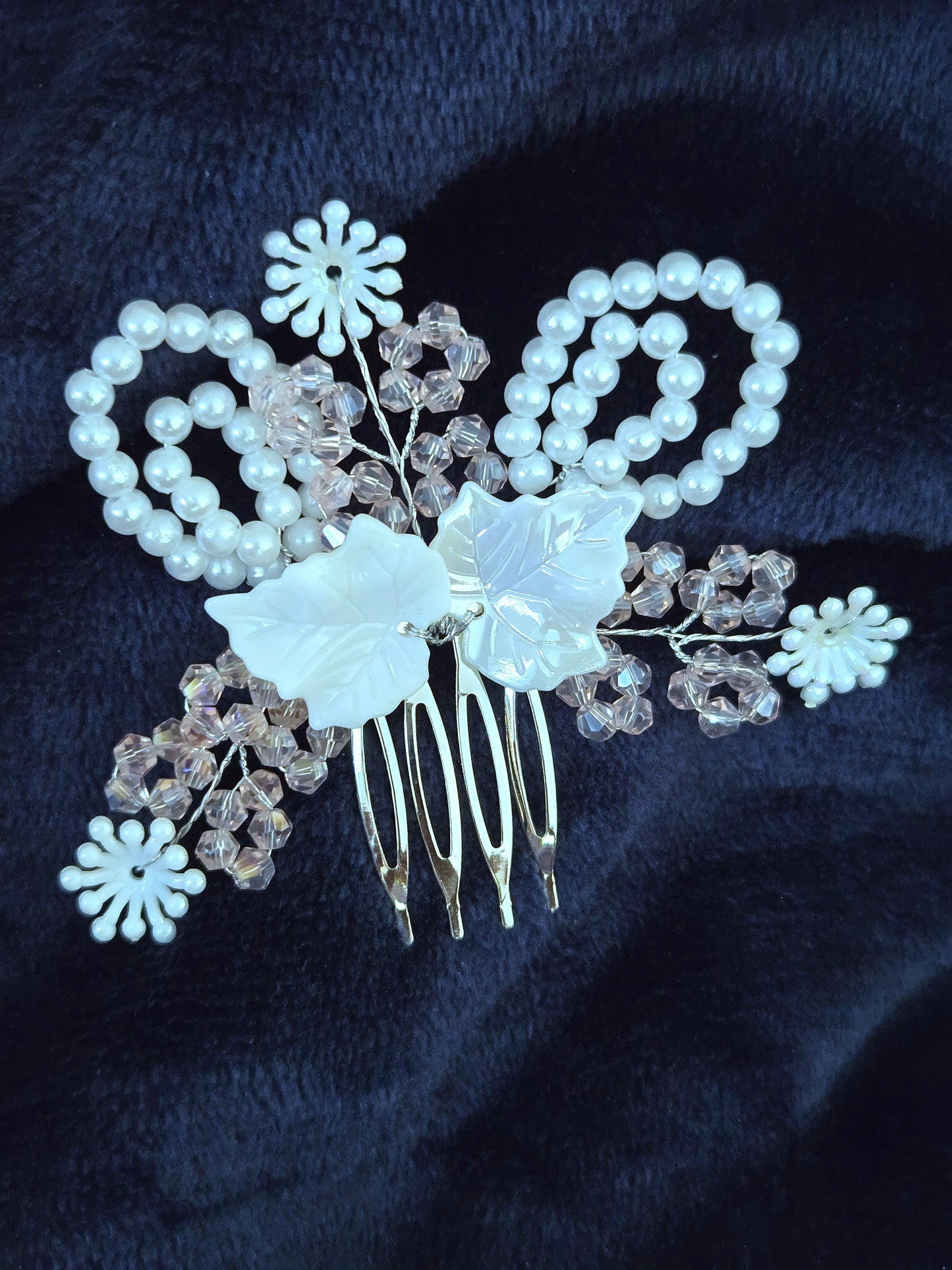 Ivory Pearl Swirl Floral Hair Comb