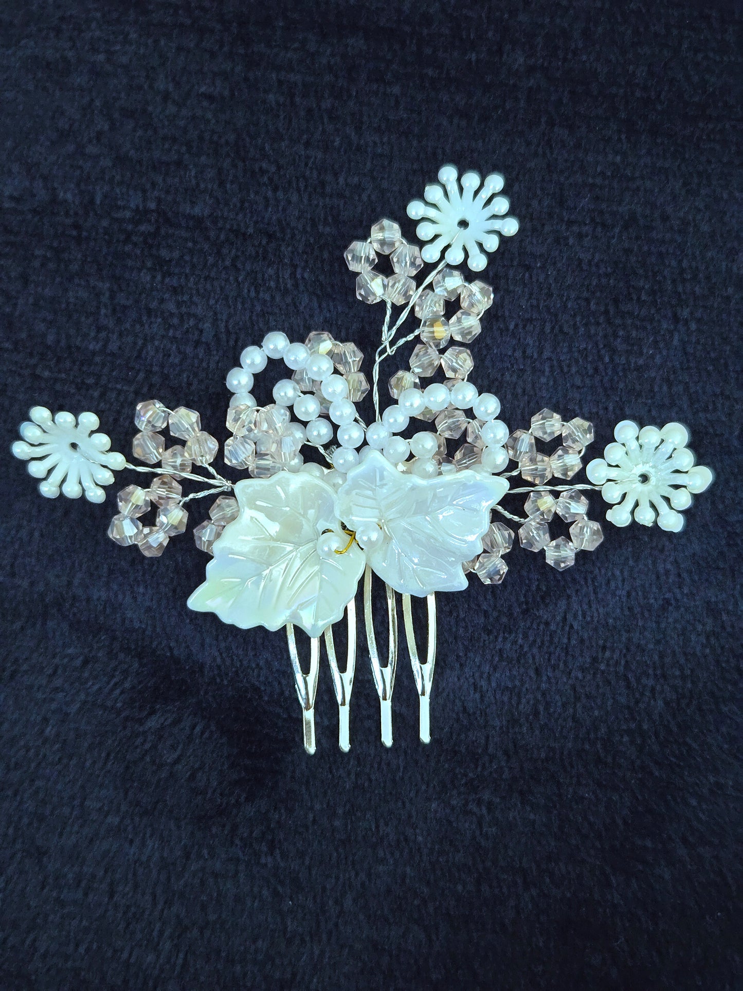 Elegant Ivory Leaf & Pearl Hair Comb