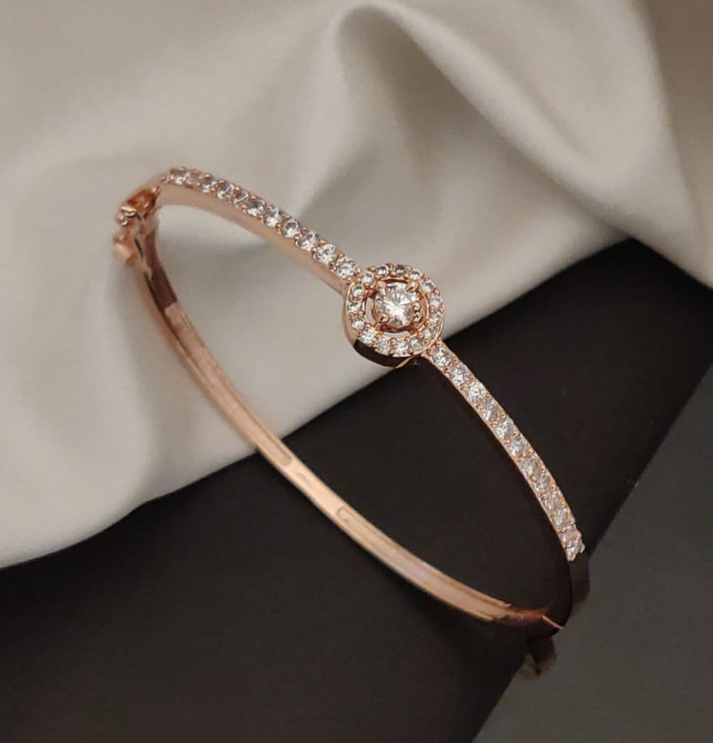 Rose Gold Crystal Halo Openable Bracelet