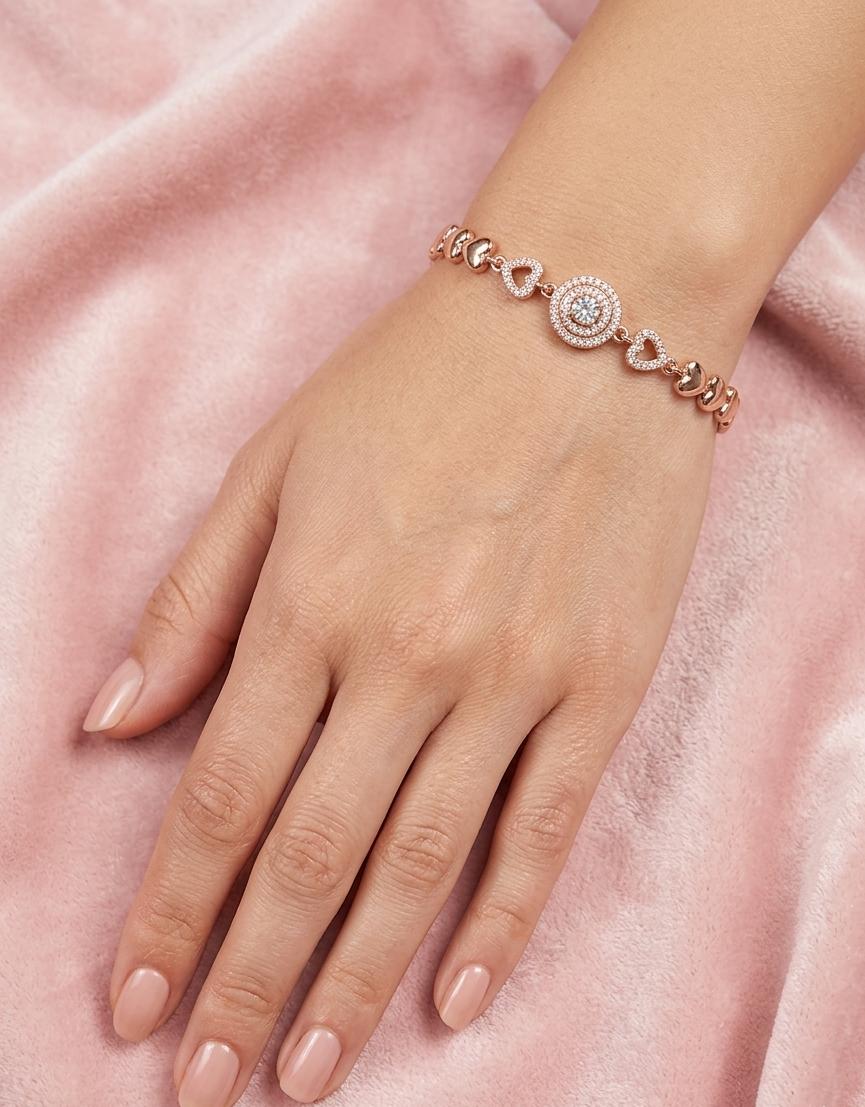 Rose Gold Heart Link Crystal Bracelet