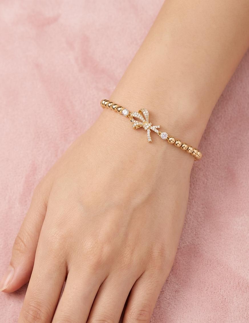 Gold Butterfly Crystal Bead Bracelet