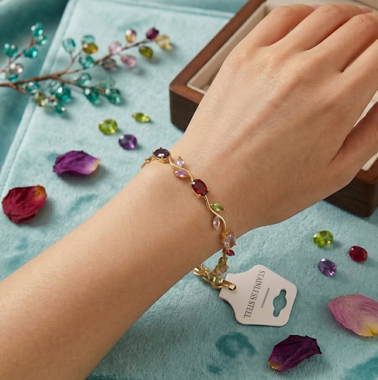 Multicolor Crystal Vine Bracelet