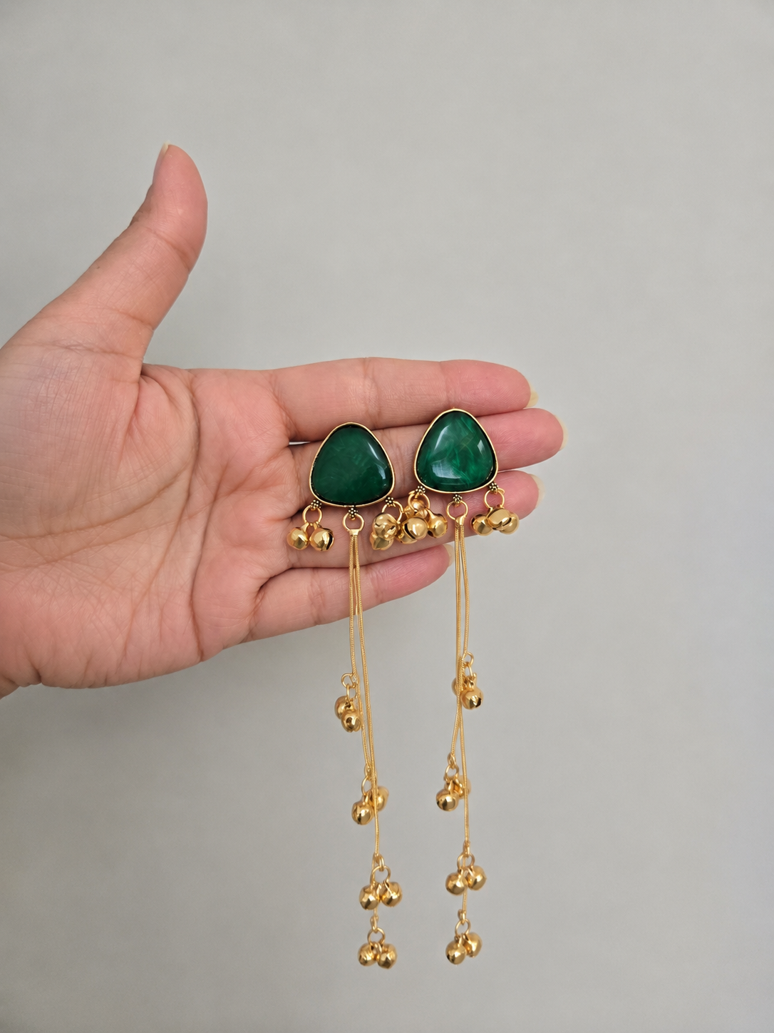 Emerald Kashmiri Dangle Earrings