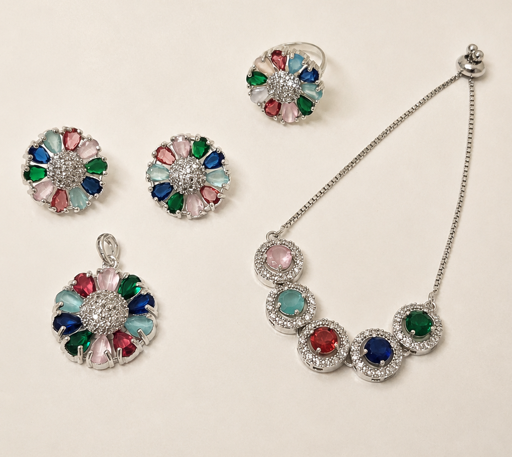 Rainbow Floral Complete Jewelry Set