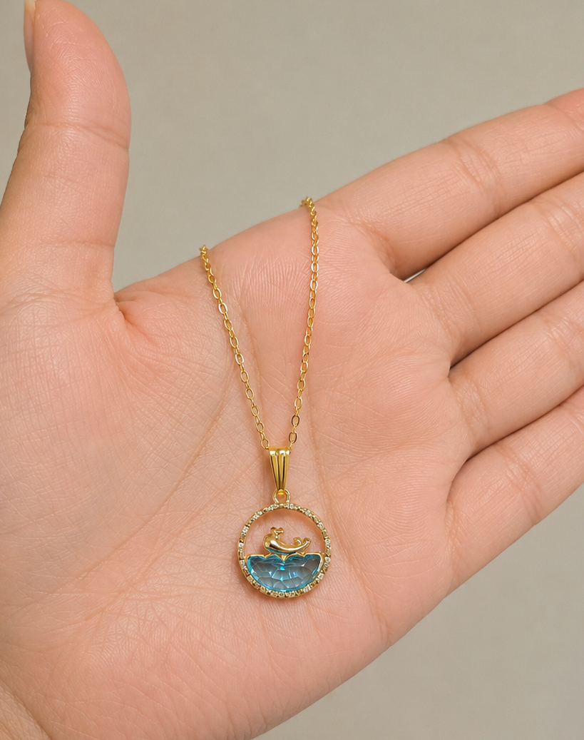 Blue Wave Pendant Necklace