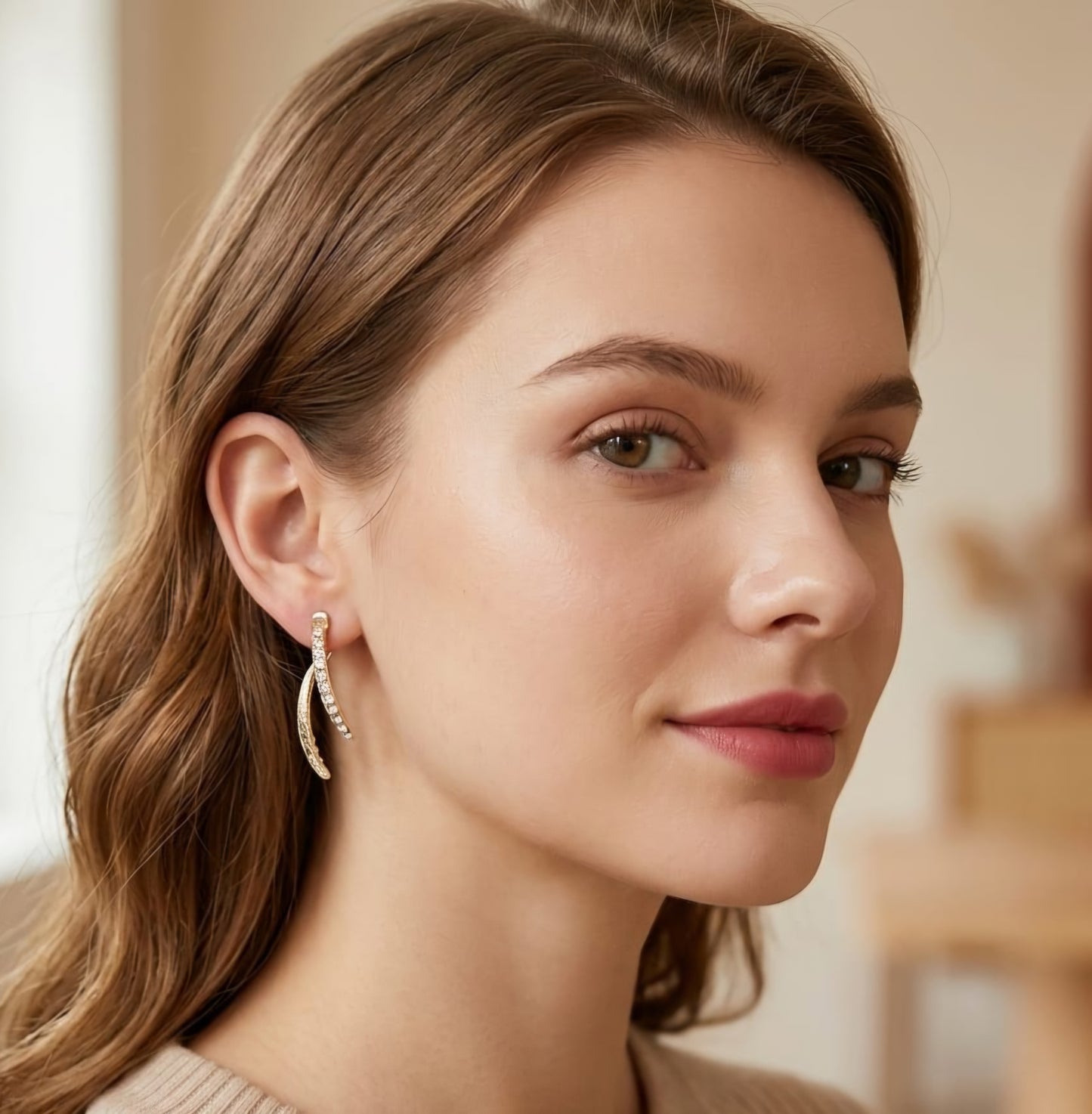 Wave Crystal Drop Earrings