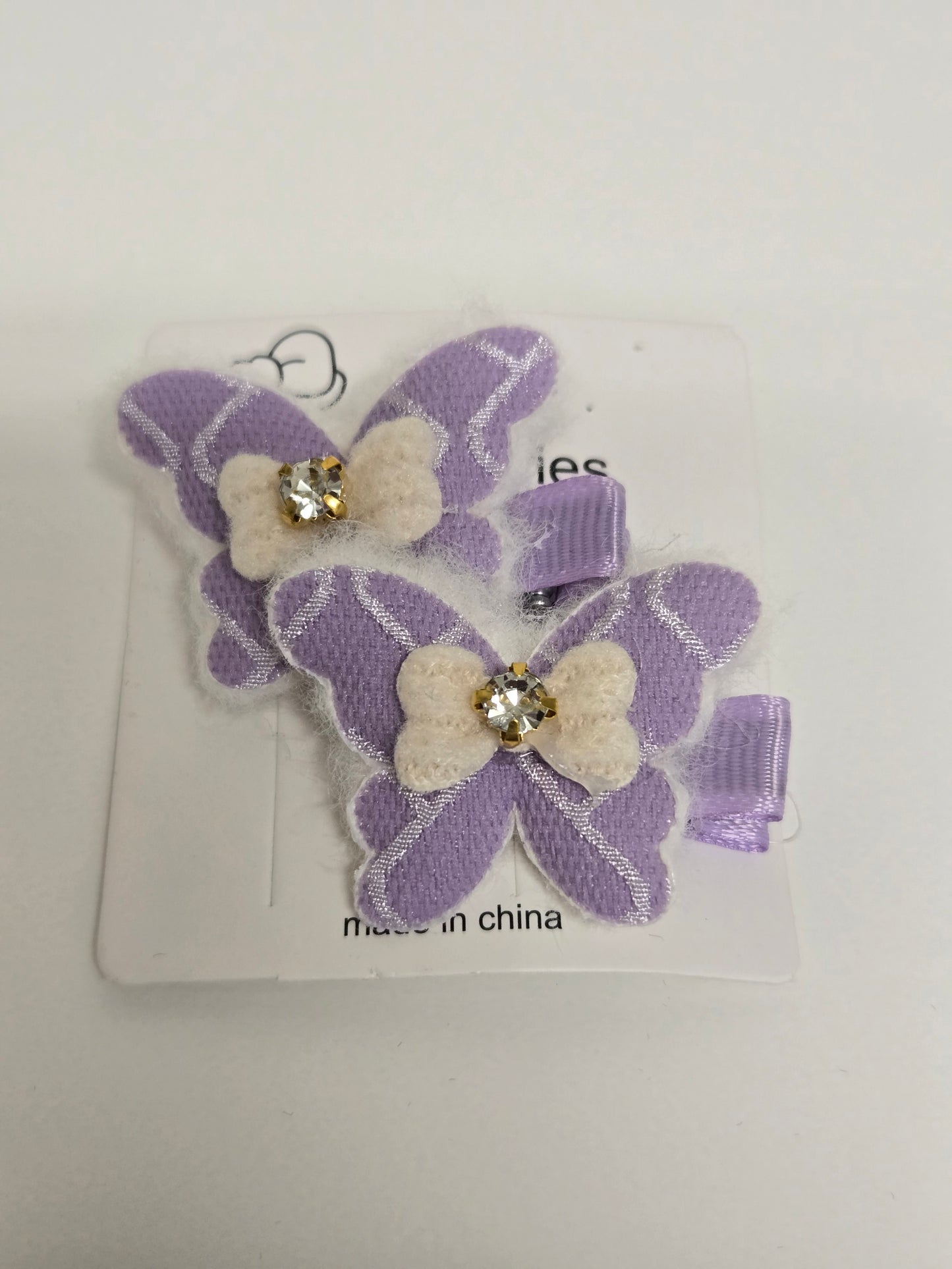 Lavender Ivory Butterfly Hair Clip