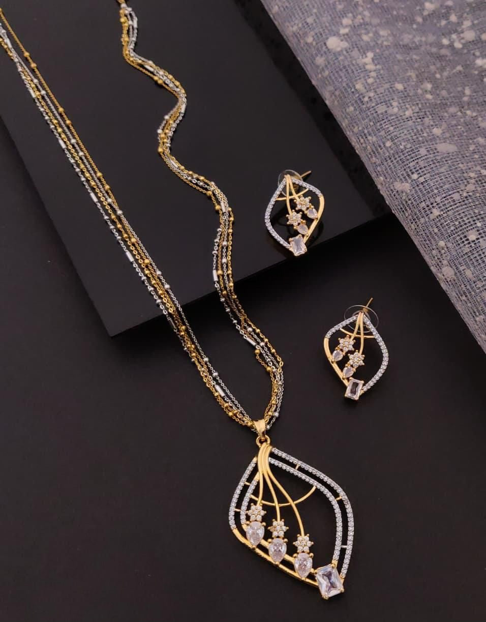 Gold Leaf Cage Pendant Set