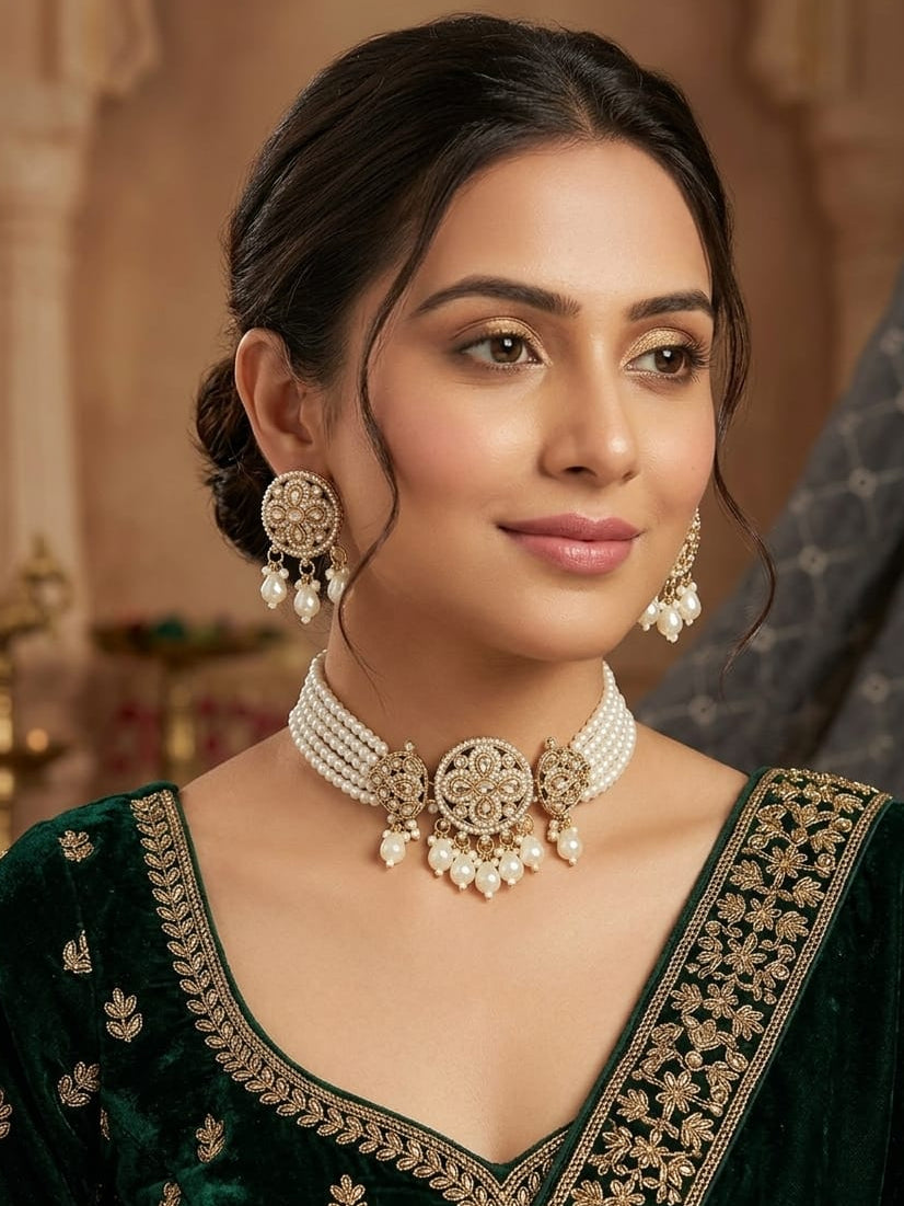 Ivory Pearl Kundan Choker Set