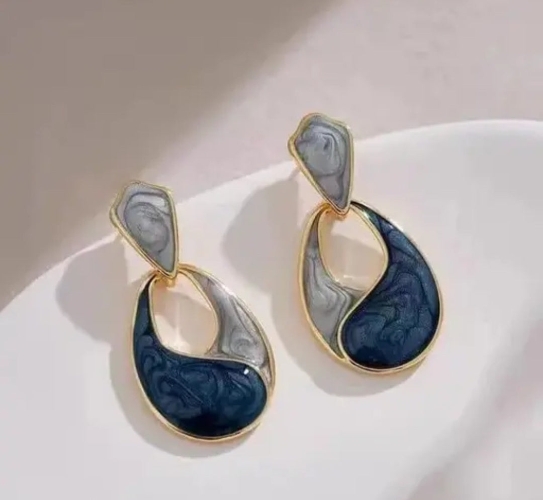 Unique Korean Style Marble Look Earrings
