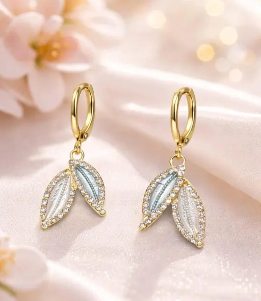 Elegant Leaf Drop Hoop Earrings