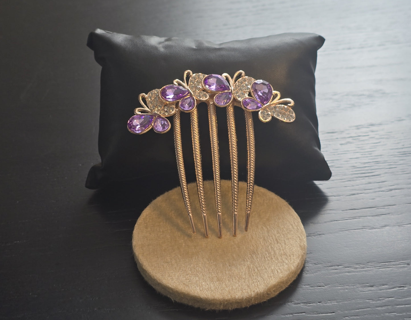 Purple Crystal Butterfly Hair Comb