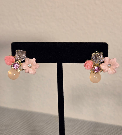Trendy Crystal Flower Korean Style Studs