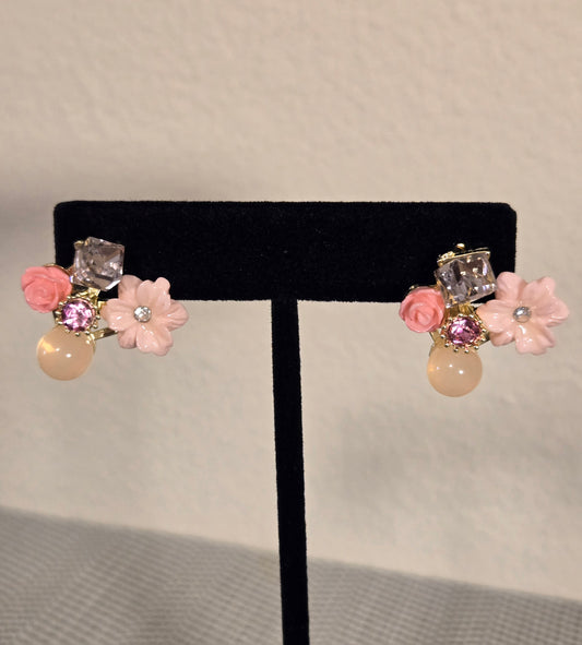 Trendy Crystal Flower Korean Style Studs