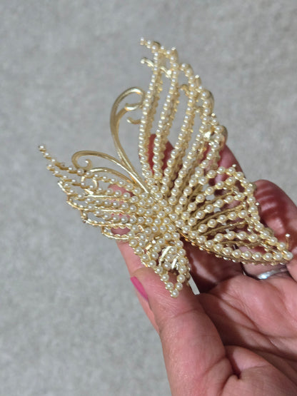 Pearl Butterfly Hair Claw Clip