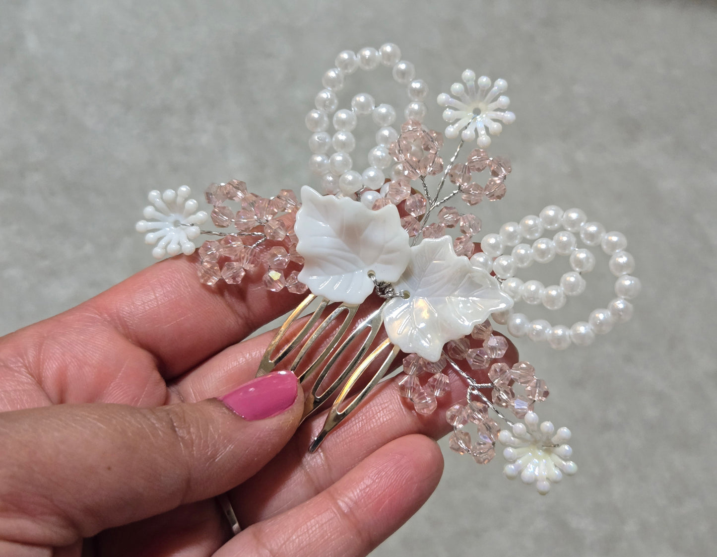 Ivory Pearl Swirl Floral Hair Comb