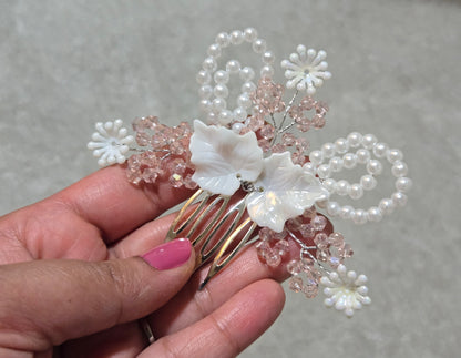 Ivory Pearl Swirl Floral Hair Comb