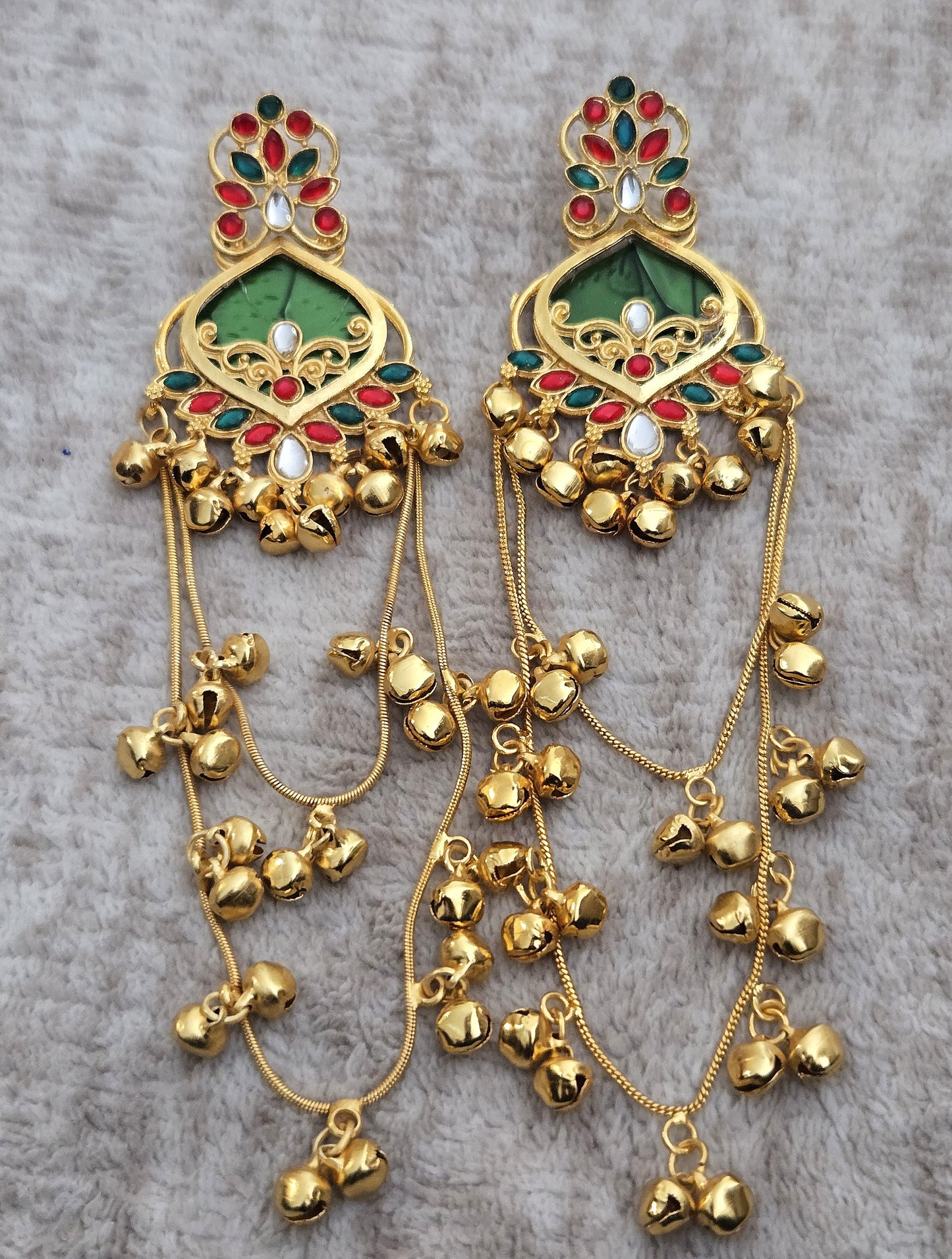 Emerald Ruby Kashmiri Earrings