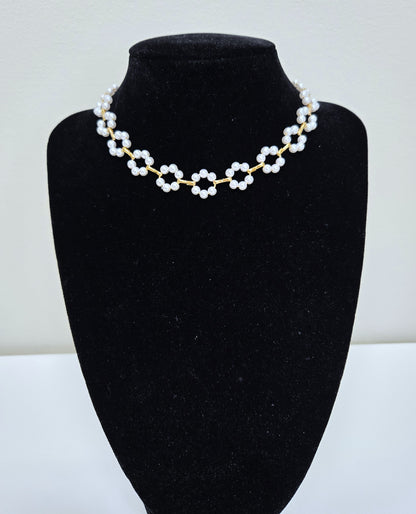 Floral Pearl Choker Necklace
