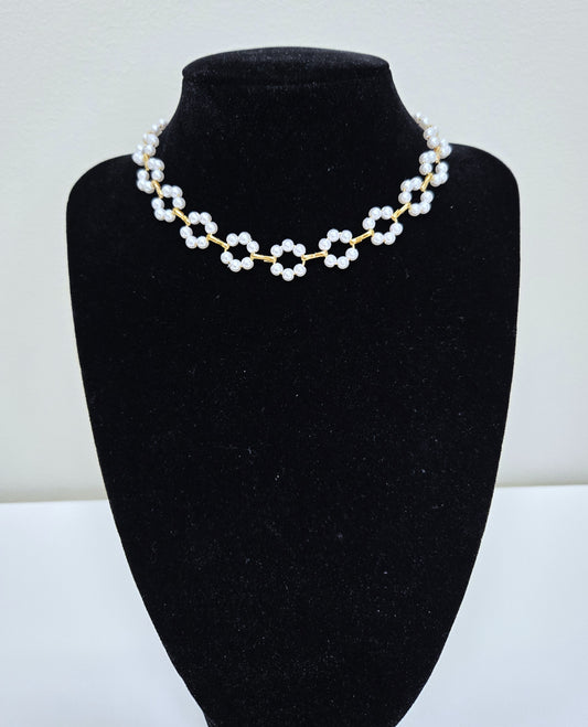 Floral Pearl Choker Necklace