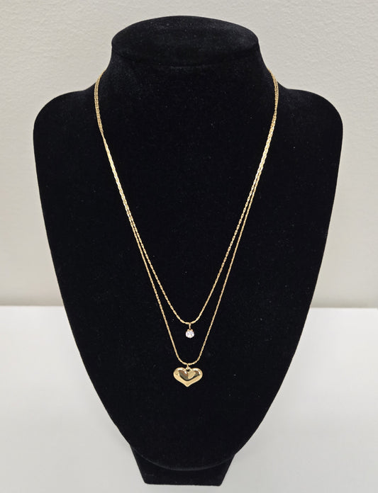 Stainless Steel Layered Heart Necklace