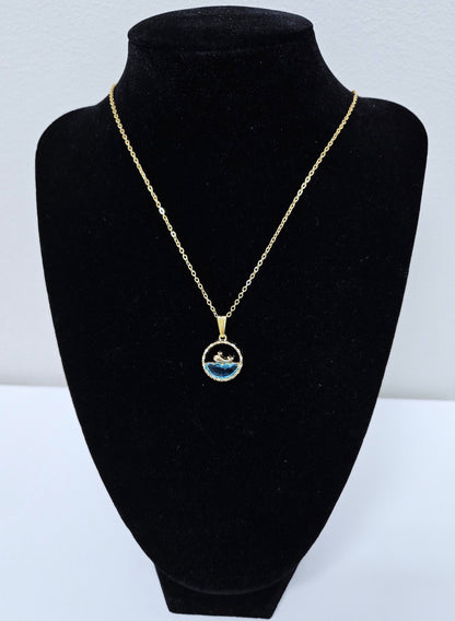 Blue Wave Pendant Necklace