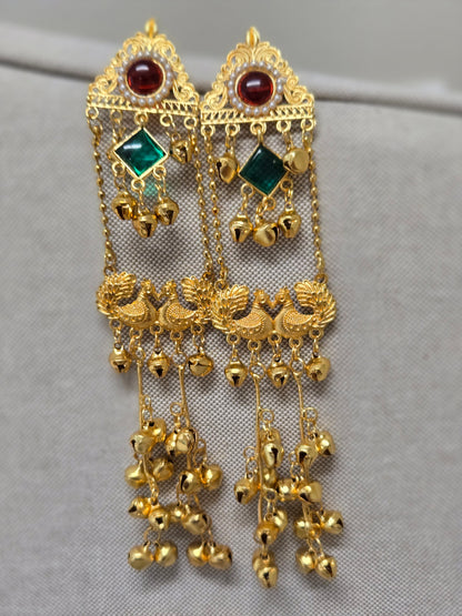 Peacock Kashmiri Ghungroo Earrings