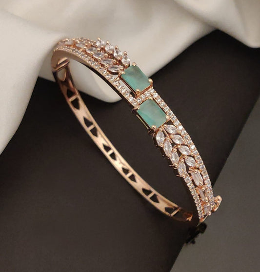 Mint Stone Leaf Crystal Openable Bracelet