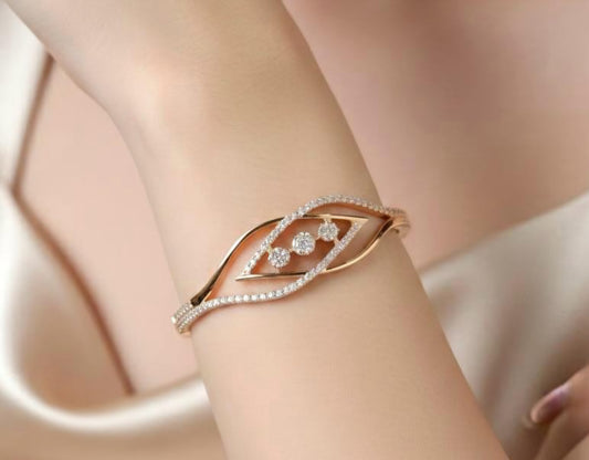 Celeste Leaf Crystal Openable Bracelet