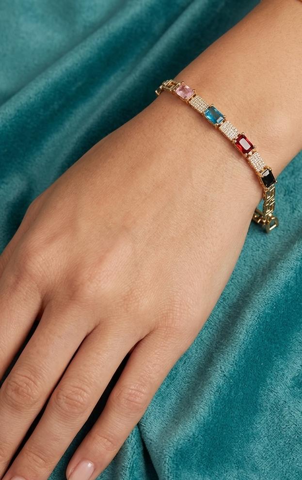 Multicolor Square Stone Bracelet