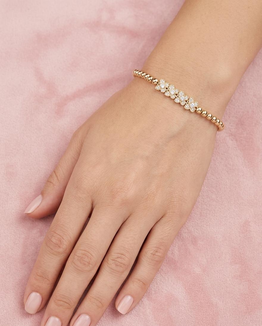 Gold Flower Crystal Bead Bracelet