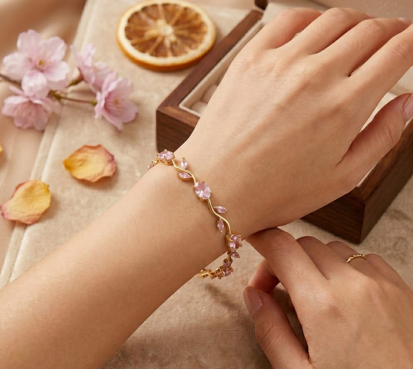 Pink Crystal Vine Bracelet