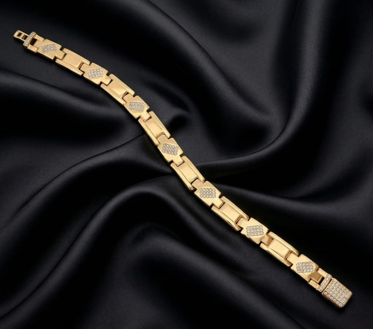 Gold Geometric Crystal Link Men's Bracelet