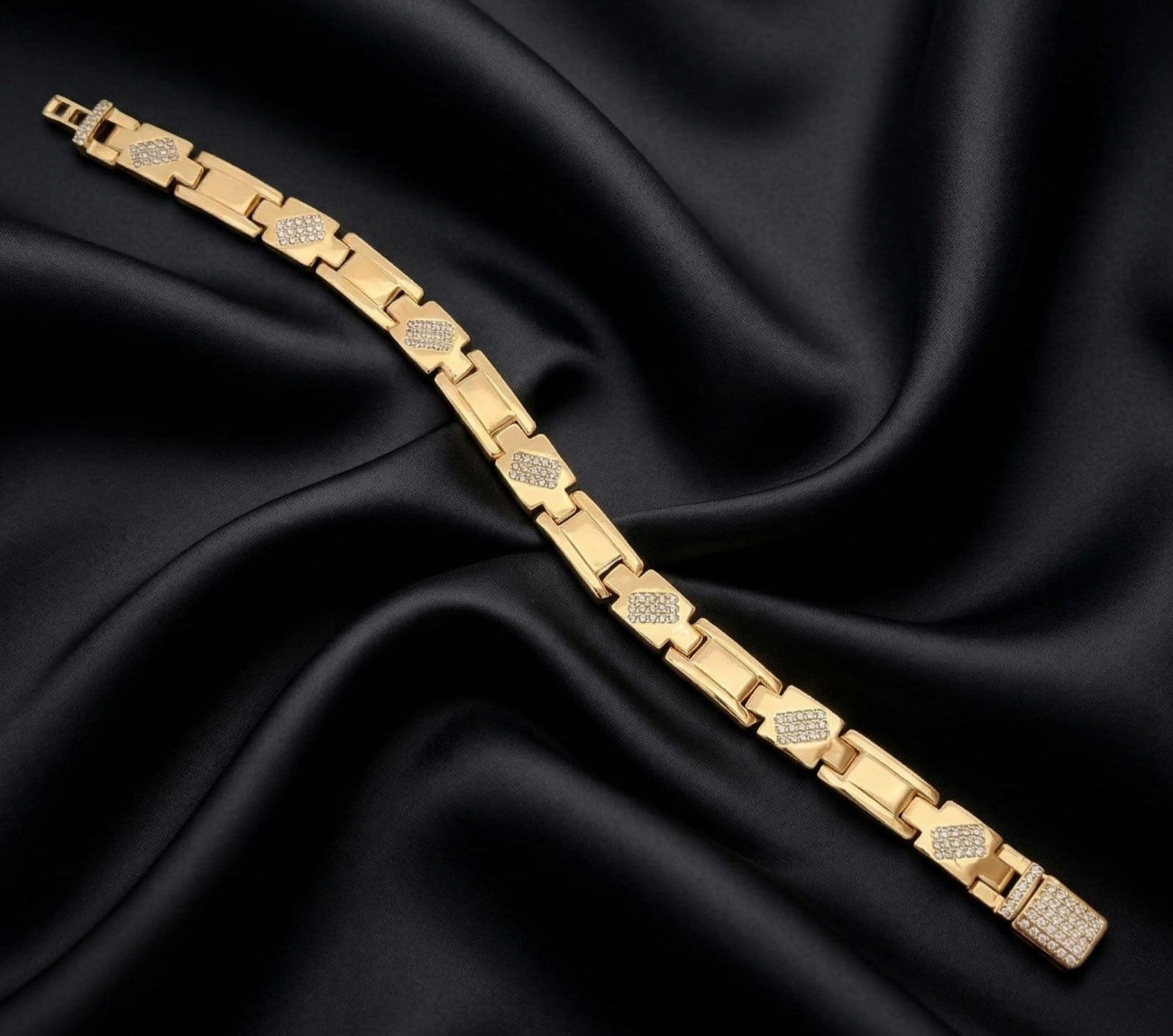 Gold Geometric Crystal Link Men's Bracelet