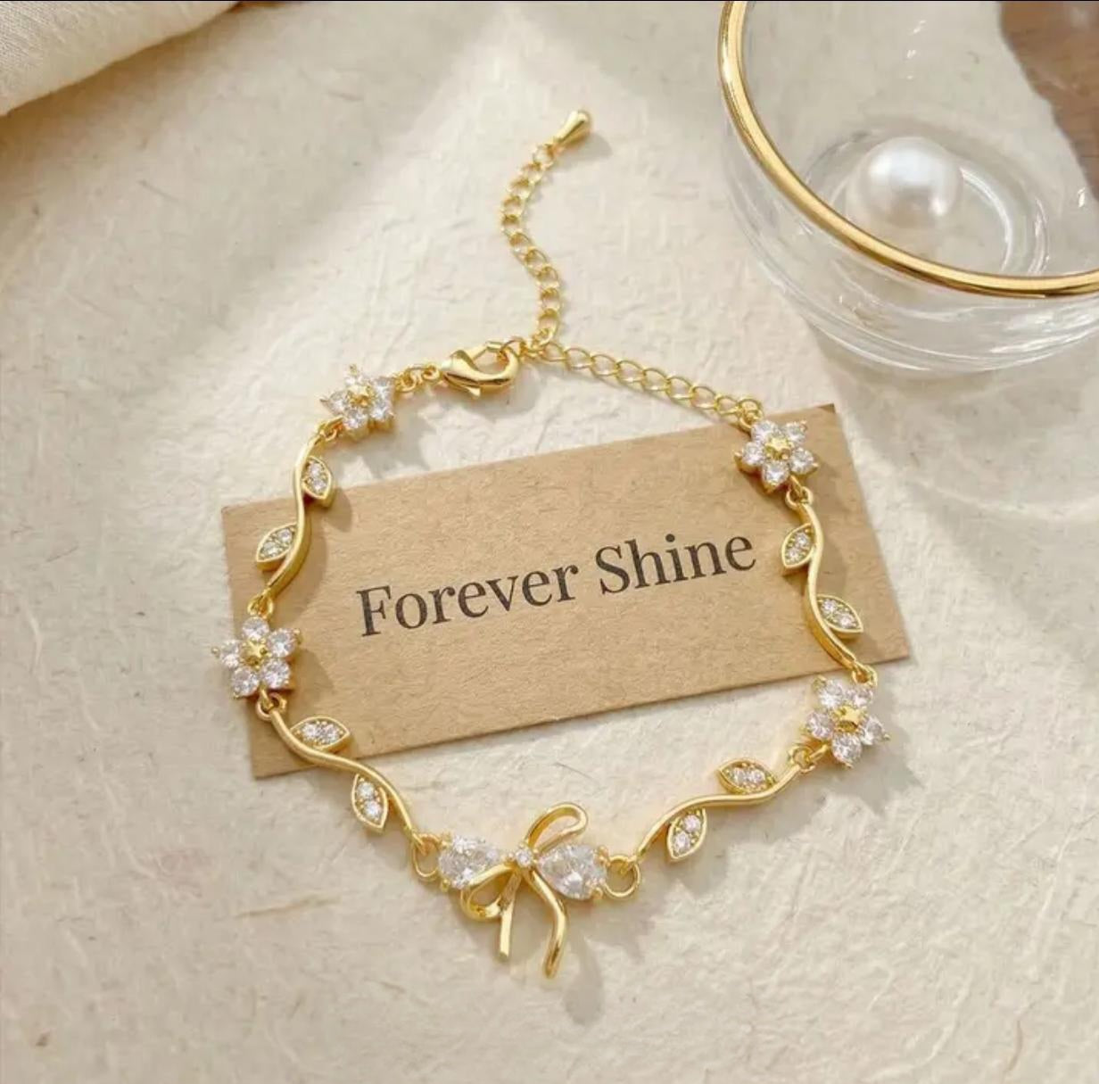 White Floral Bow Vine Bracelet