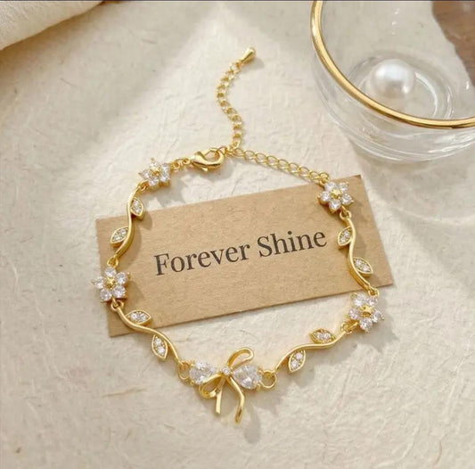 White Floral Bow Vine Bracelet