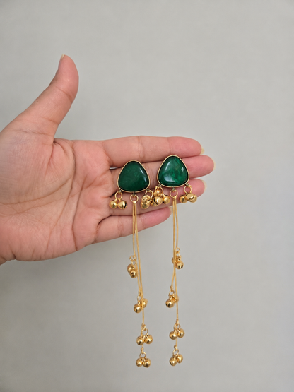 Emerald Kashmiri Dangle Earrings
