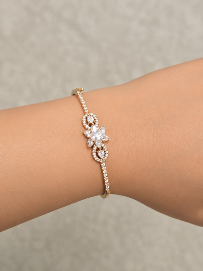 Floral Crystal Openable Bracelet