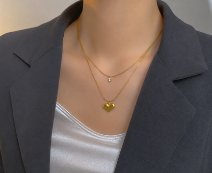 Stainless Steel Layered Heart Necklace