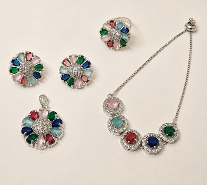 Rainbow Floral Complete Jewelry Set