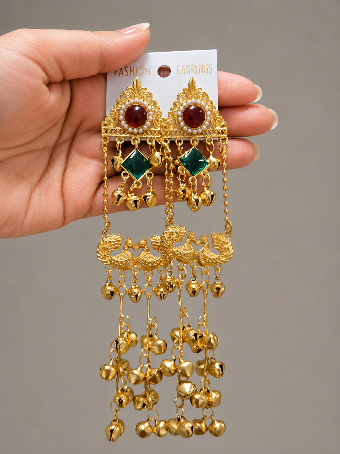 Peacock Kashmiri Ghungroo Earrings