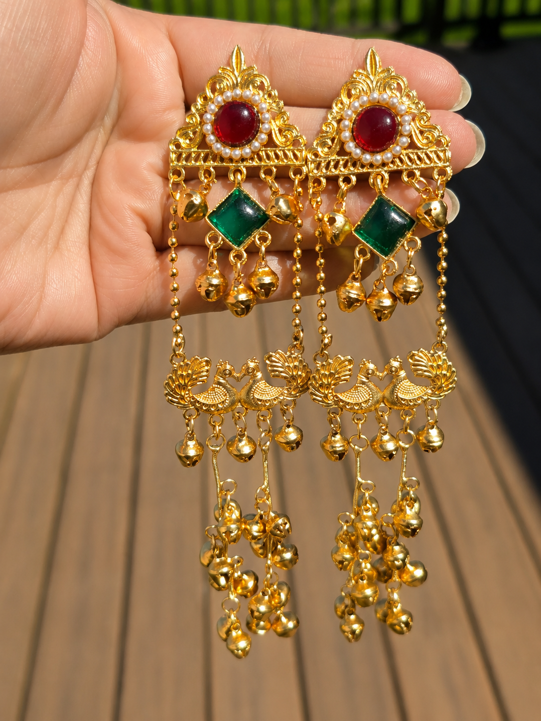 Peacock Kashmiri Ghungroo Earrings
