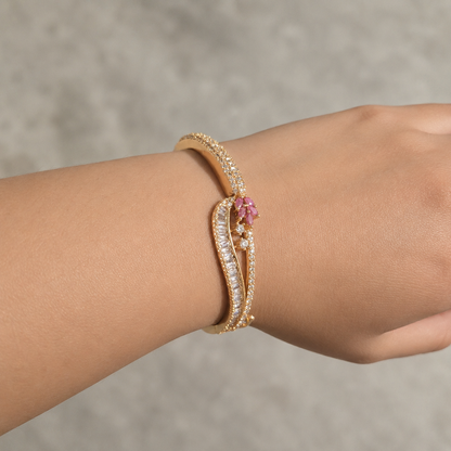 Ruby Bloom Crystal Openable Bracelet