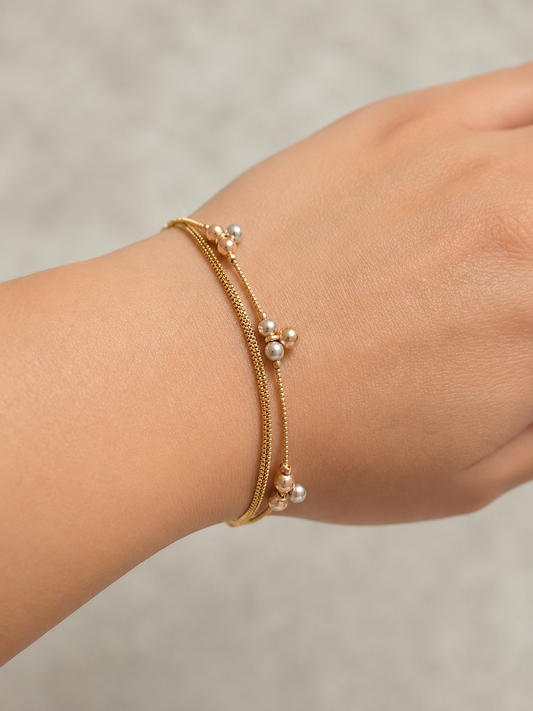 Golden Beaded Layered Bracelet