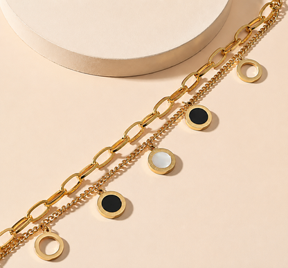 Multi-Layered Charm Bracelet in Gold Tone