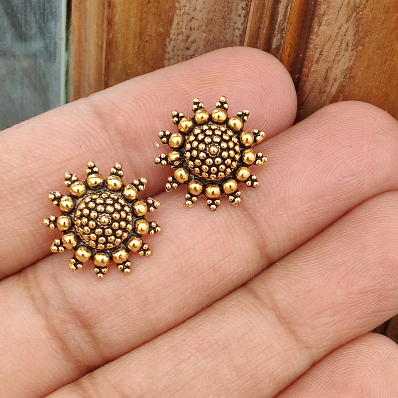 Antique Gold Sunburst Studs