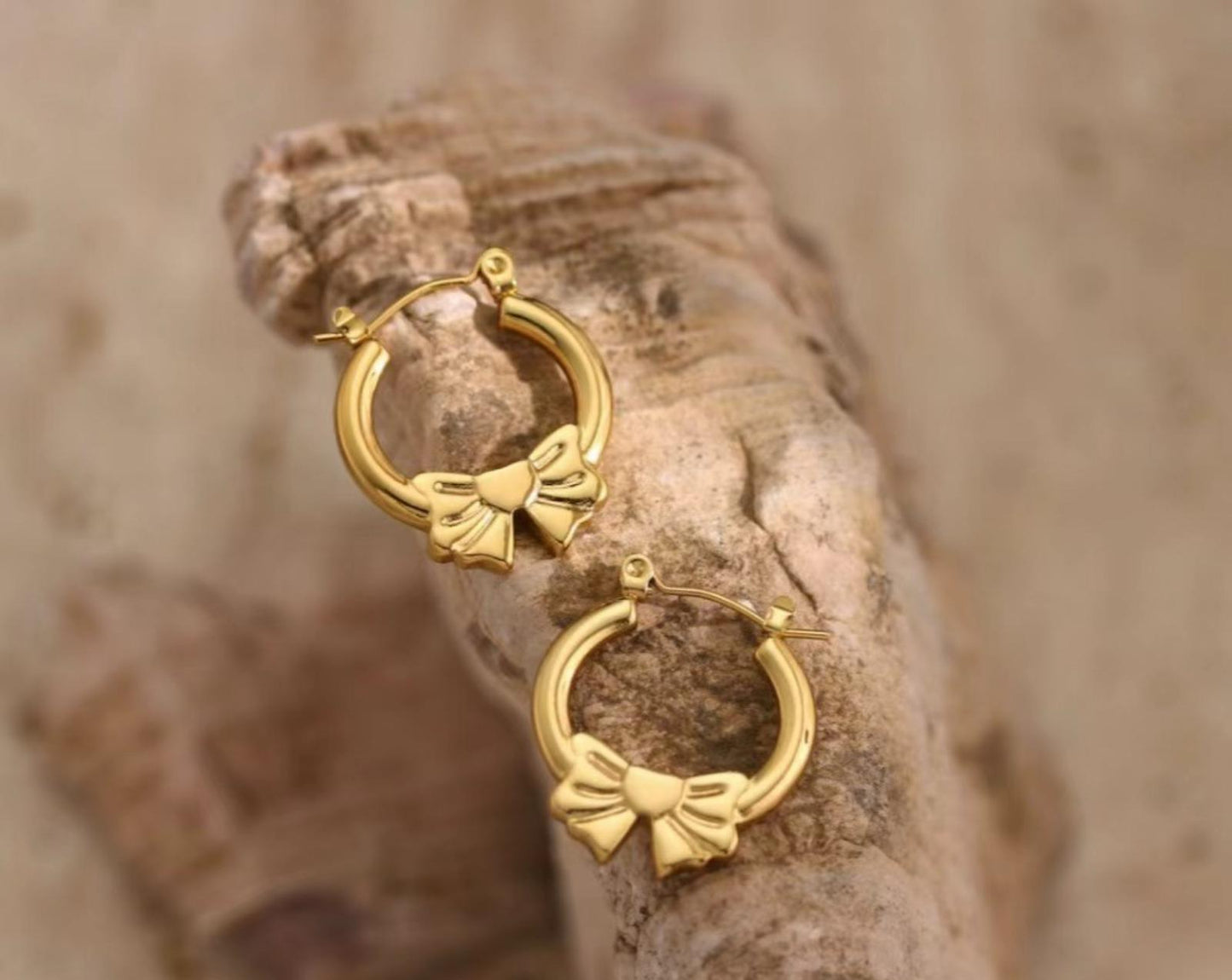 Gold Bow Hoop Earrings