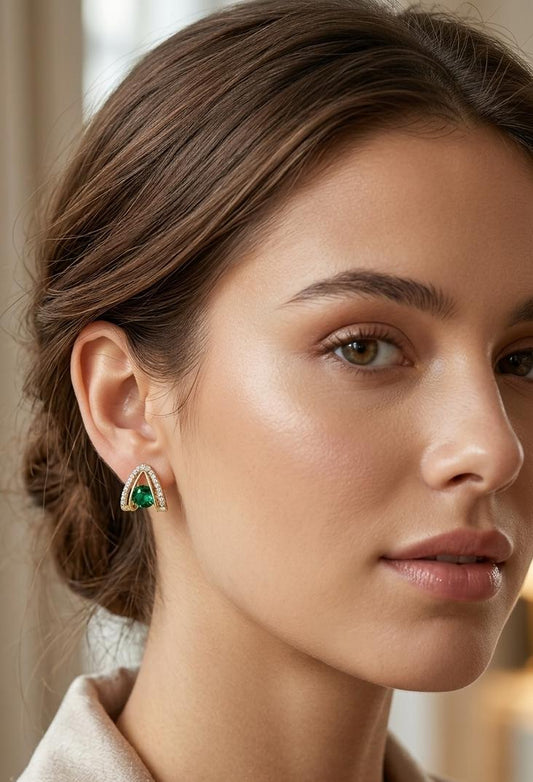 Emerald Triangle Crystal Studs