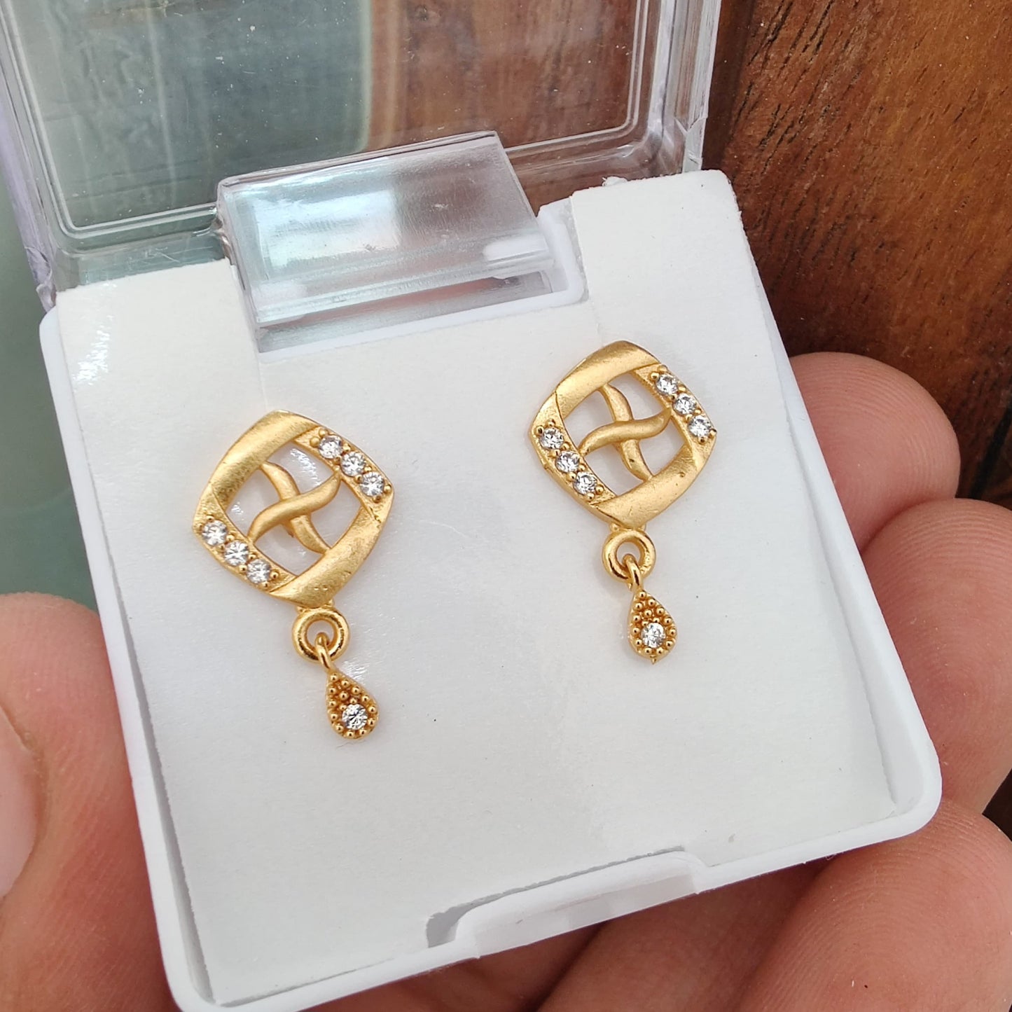 Gold Crystal Chain Link Drop Earrings