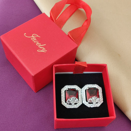 Ruby Octagon Crystal Studs